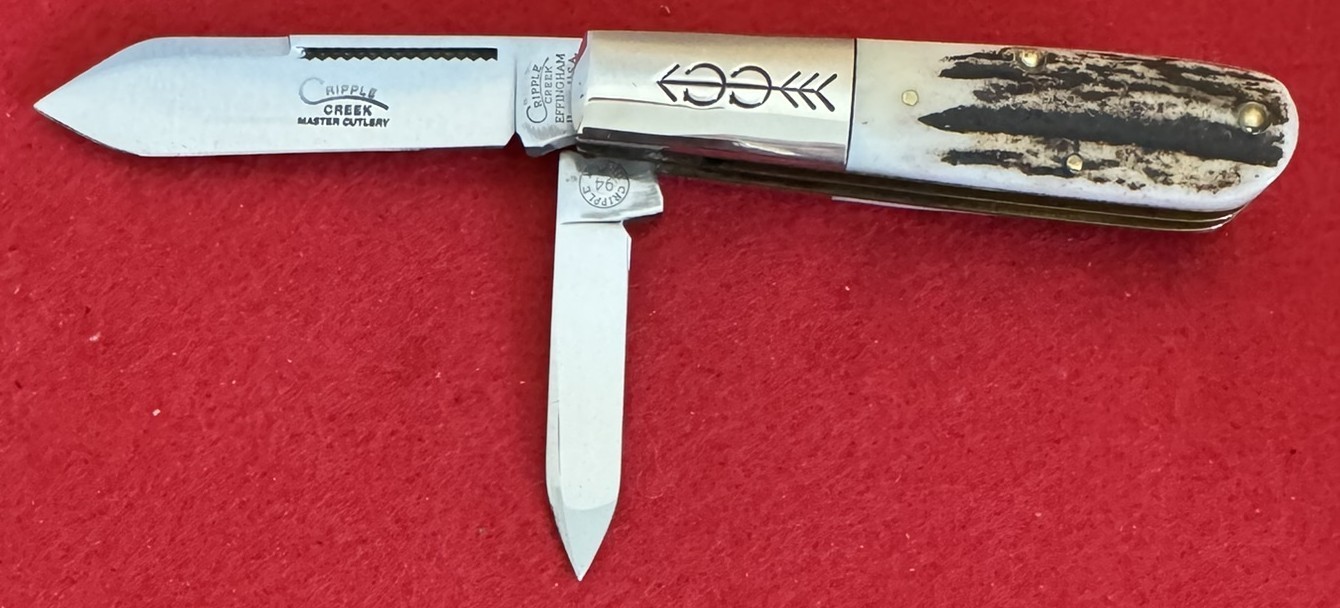 Cripple Creek Stag Barlow, 2-Blade Folding Knife, Effingham, 1994