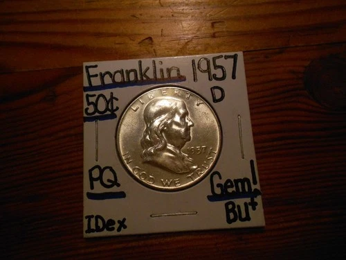 1957D silver Franklin Half Dollar BU+ BEAUTY!!! PQ!!! LOOOOOOOK!!!!!
