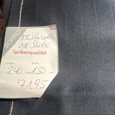 Stoffrest 3,60 X 1,50 Schurwolle Seide grau blau Streifen  ✨✨✨ Spitzen Qualität