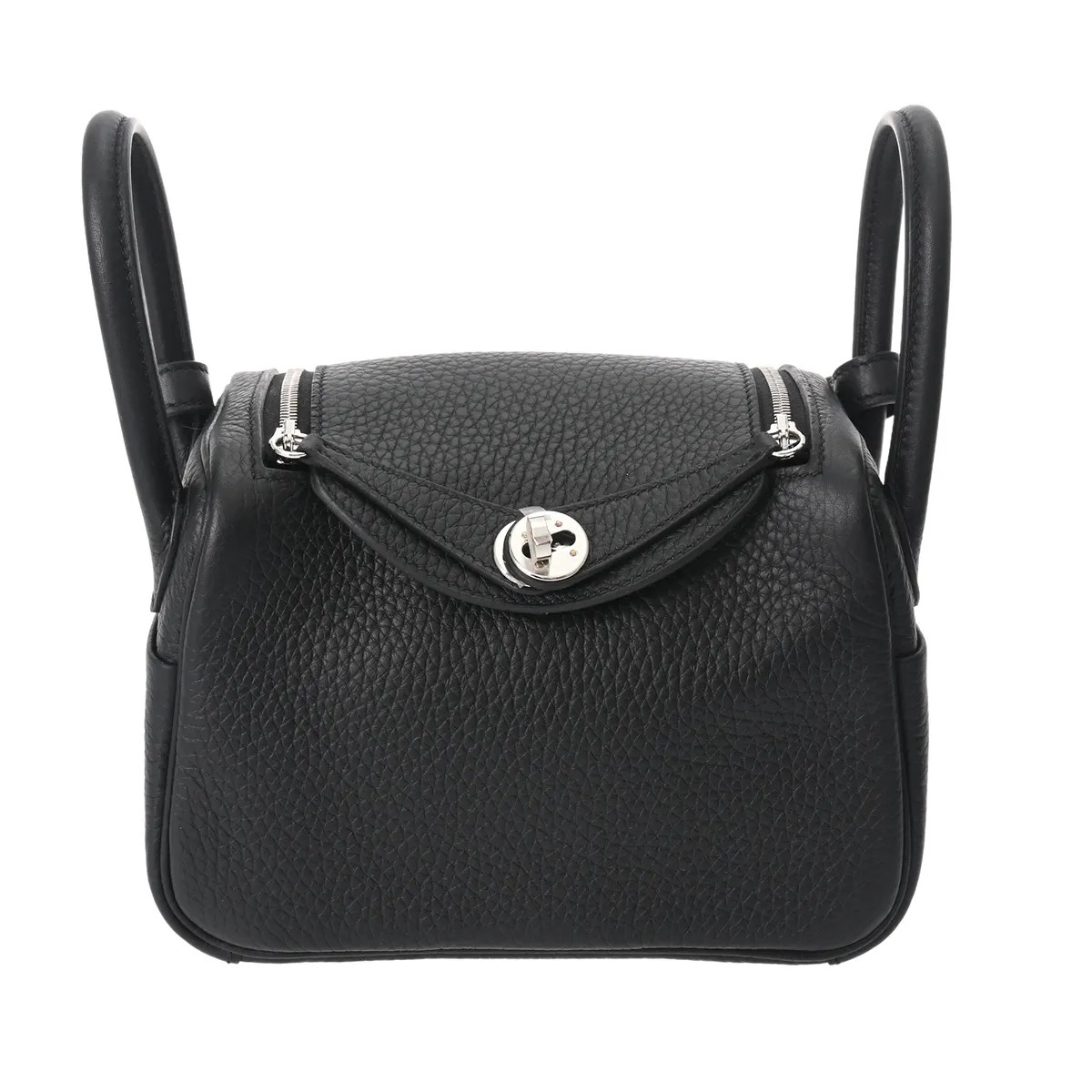 Hermes Lindy Shoulder Bag Clemence Leather Black #WB5379