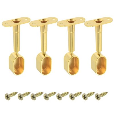 4 Pcs Oval Closet Shelf Bracket, Wardrobe Rod Adjustable Half Though Pipe Gold