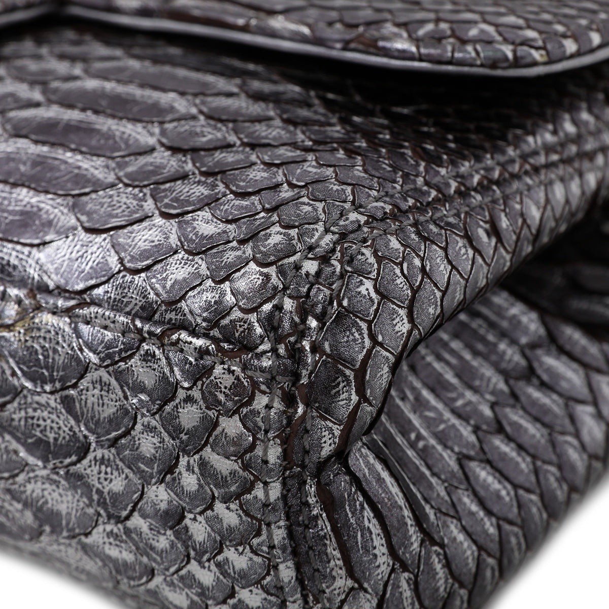 Chanel * 2006-2008 Silver Python Single Flap Shou… - image 4