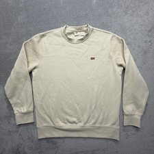 Levi's Sweatshirt Mens L Beige Fleece Pullover Crewneck Logo Standard Fit