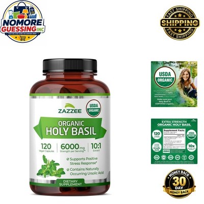 USDA Organic Holy Basil 10:1 Extract - 120  Capsules for Stress Relief