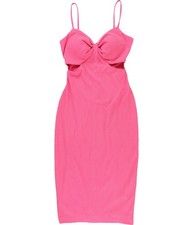 GUESS Womens Side Cut Out Midi Bodycon Dress, Pink, 2
