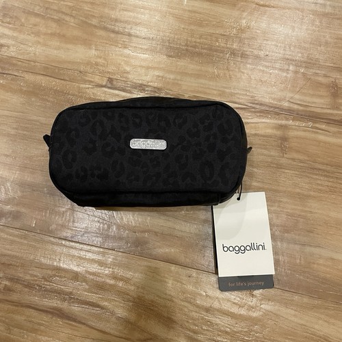 baggallini kleine schwarze Kosmetiktasche Leoprint 8x4, NEU mit Etikett - Bild 1 von 9