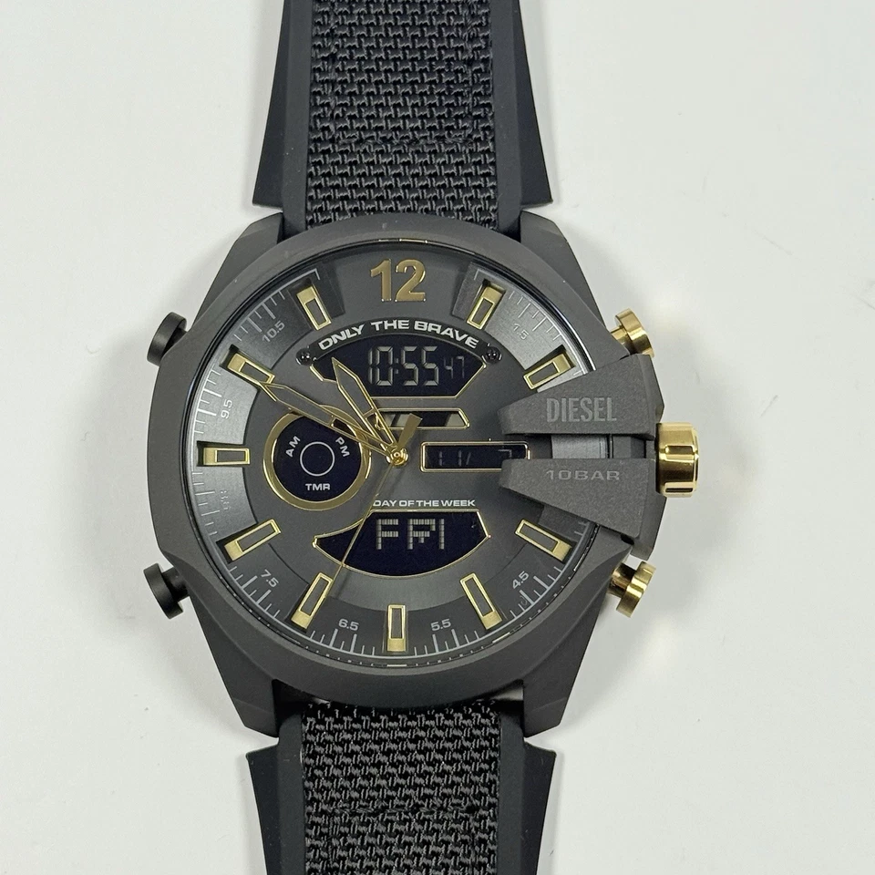Diesel Mega Chief DZ4552 Ana-Digi Black/Gold Dial Silicone Band Men’s Watch - image 2 of 4