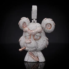 14K White & Rose Gold Plated Round Cut Moissanite Men's Customize Pendant