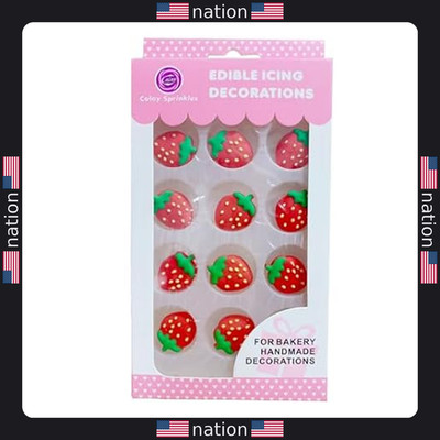 Sentovac 12 Pcs Edible Strawberry Sprinkles for Cakes, Cookies & Cupcakes