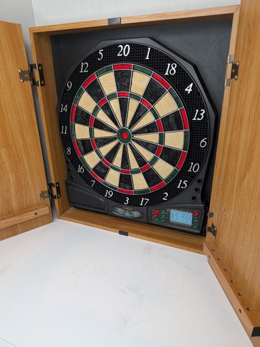 Halex Meteor Pro Electronic Dartboard w/ Wood Cabinet
