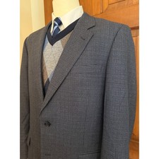 Jos. A. Bank Sport Coat Mens 43L Blue/ Brown Wool Two-Button Blazer Jacket