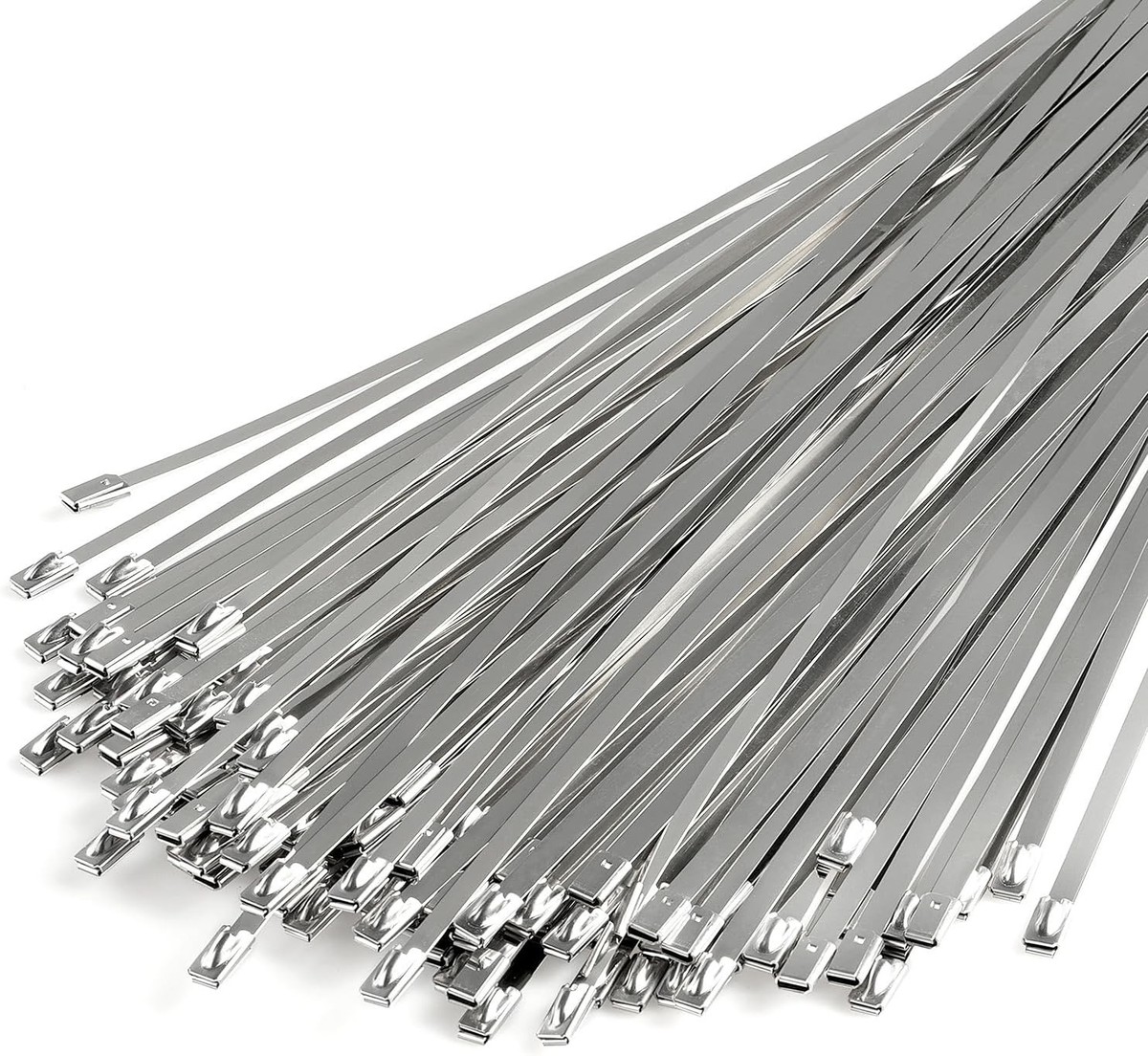 Stainless Zip Ties 100pcs Chain Link Fence Ties, 11.8 Inch 304 Stainless  Steel Self-Locking Metal Metal Zip Tie