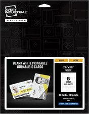 Durable ID Cards Laser Matte White 8-up 10-sheets 80/PK - 1EA