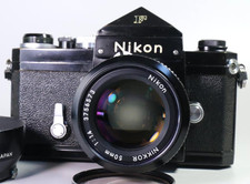 Nikon F Eye Level Black 35mm Film Camera 50mm F1.4 Serviced Exc 5 from Japan