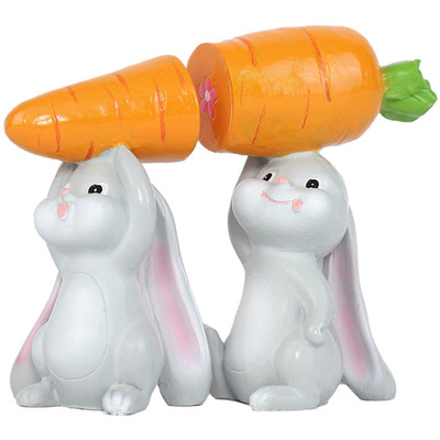 Ostern Tischplatte Harz für DEKO Hase und Karotte Paar 10 x 6 x 8,5 cm kompakte