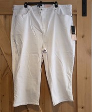New NYDJ Curves 360 Jeans Women Sz 26W White Slim Straight Crop Stretch Capri
