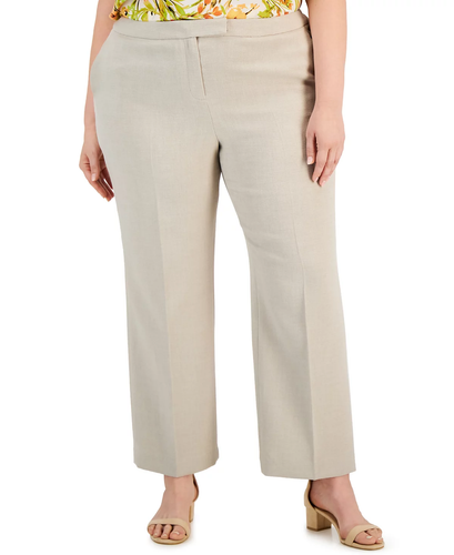 Pantalones de pierna recta caqui talla grande KASPER - Pantalones para mujer - Imagen 1 de 2