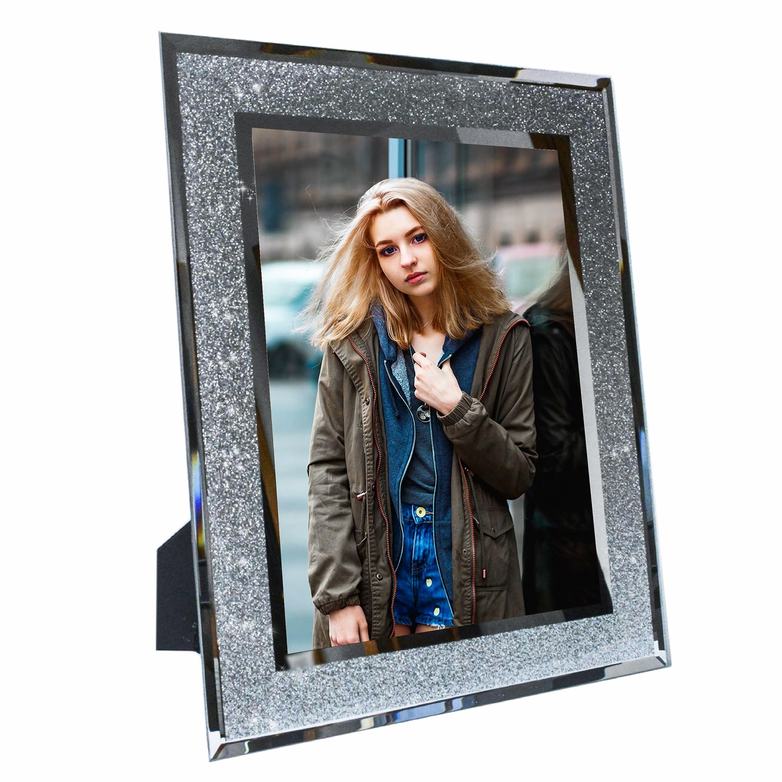 8x10 Picture Frames,silver crystal photo frame,wedding photos, travel photos,...-image