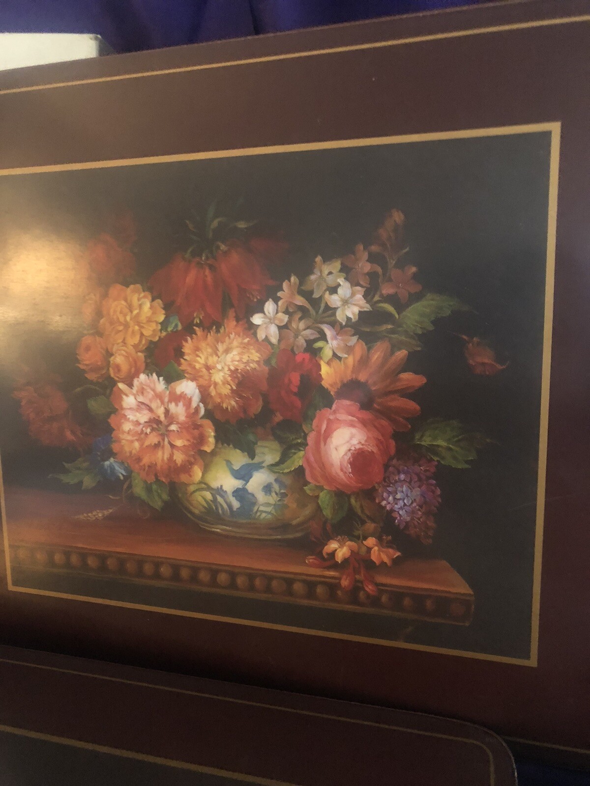 Pimpernel Deluxe Finish Placemats Set 6 Flemish Flowers In Box England