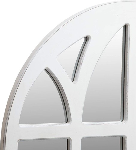 Vintage 28 Inch White Wood Framed Semi-Circle Wall Mirror for Farmhouse Style - Picture 5 of 8