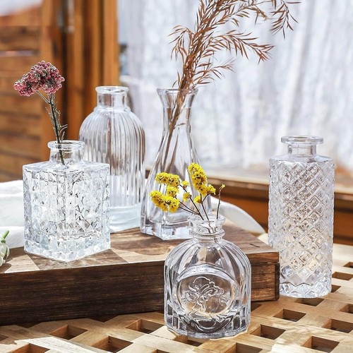 Assorted Mini Glass Vases Set of 20 - Unique Shapes for Floral Arrangements - Imagen 7 de 9