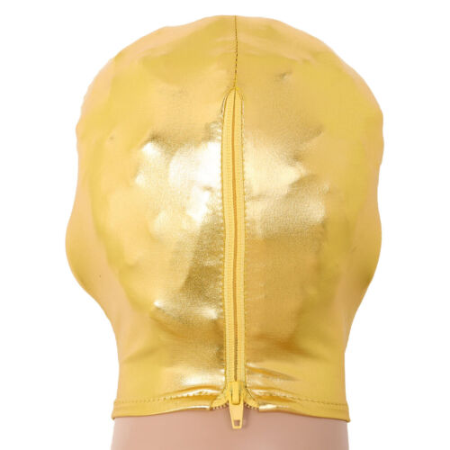 Unisex Face Mask Latex Metallic Open Eyes and Mouth Full Mask Hood Cosplay Props - Picture 24 of 51