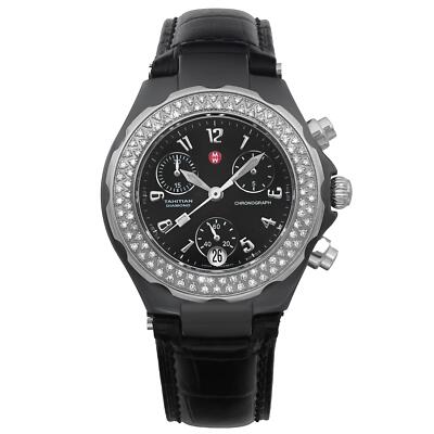 Michele Tahitian 35mm Ceramic Black Diamond Ladies Watch  display picture 1