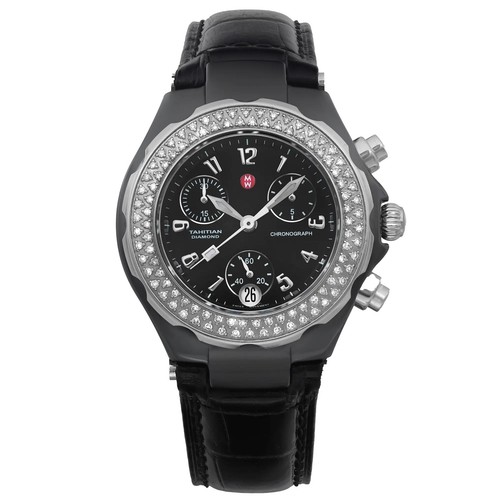 Michele Tahitian 35mm Ceramic Black Diamond Ladies Watch MWW12A000005