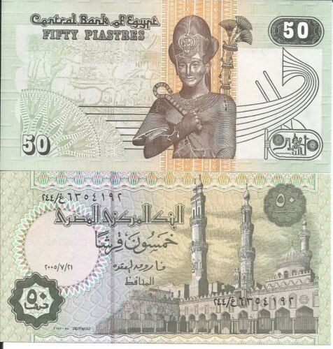 Billete de 50 piastras de Egipto