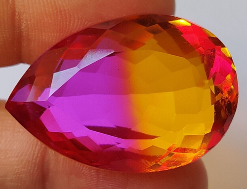 86.60 Ct. Large Tourmaline Pear Cut Bi-Color Loose Gemstone for Pendant & Ring - Picture 2 of 6