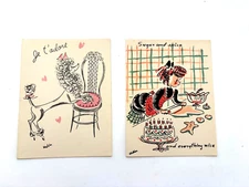 Set of (2)  Cute Rosalind Welcher Greeting Cards - Panda Prints  *