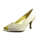 Easy Street Ravish Women US 7.5 WW Gold PEEP Toe HEELS 2665