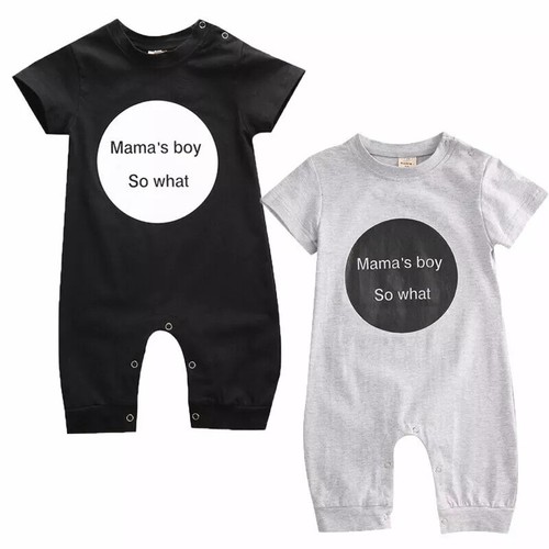 Infant Baby Boys Summer Short Sleeve Letter Printed Jumpsuit Romper Clothes - Picture 2 of 9