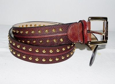 Vintage MK Michael Kors Astor Studded Brown Leather Belt  display picture 2