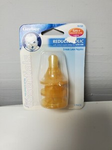 Vintage Gerber Rubber Bottle Nipples Medium Flow Three Hole 3pk