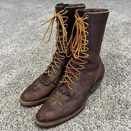 White's Boots 8.5 C Mule Packer Pointed Toe $760 Laced Western Boots Brown