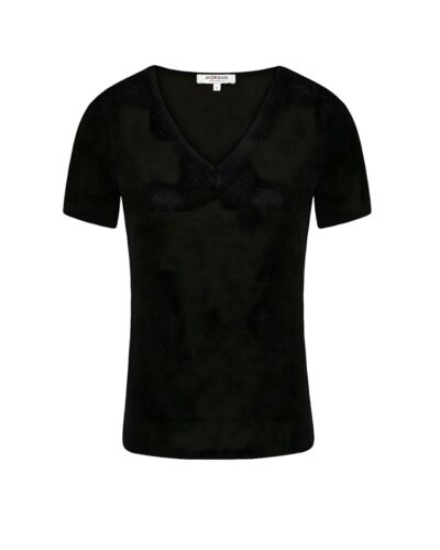 Morgan De Toi V-Neck Short Sleeve T-Shirt  -  T-Shirts  - Black - Picture 1 of 4