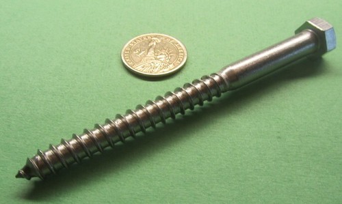 Tornillo de retardo de cabeza hexagonal de acero inoxidable 316 3/8 hilos x 4,50" de largo, 5 piezas - Imagen 4 de 12