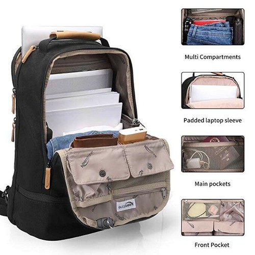 Canvas Travel Laptop Backpack Multi-Function Pockets,Water Resistant & More! - Imagen 2 de 5