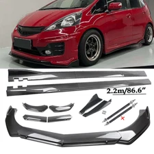For Honda Fit Jazz Carbon Fiber Front Bumper Lip Chin Spoiler Body Side Skirt