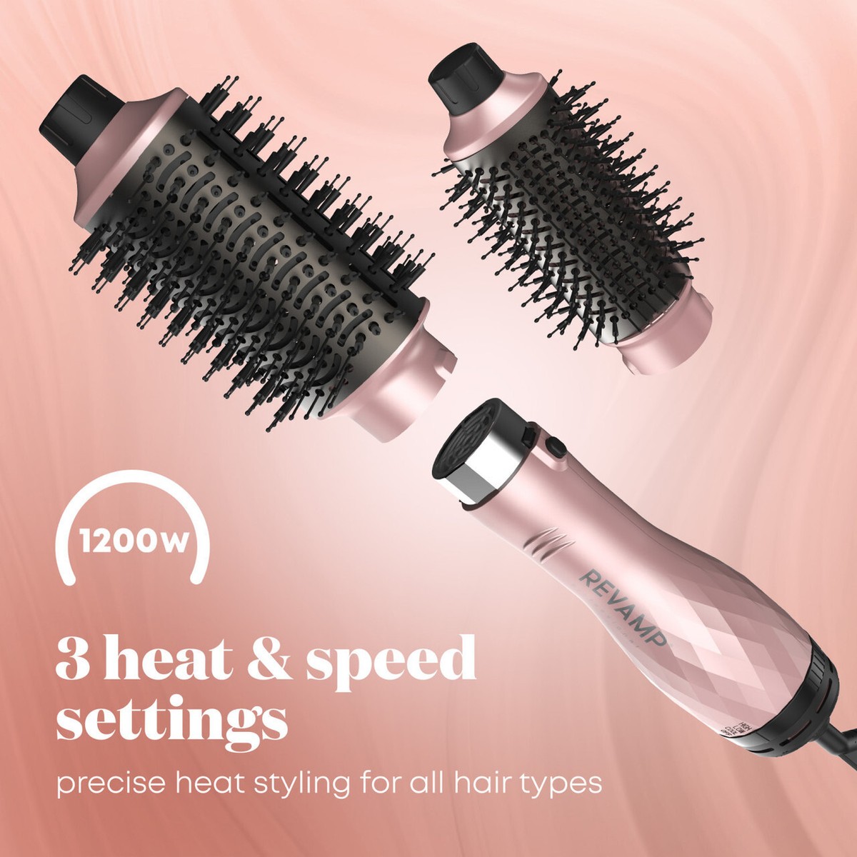 Revamp Progloss Volume Style Hot Blow Dry Detangle Brush Styler 1200w
