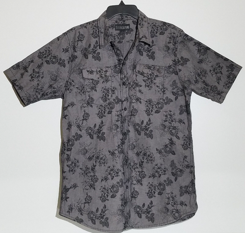 Subculture Short Sleeve Floral Button-Up Shirt – Gray & Black – Men’s Size L - Picture 2 of 10
