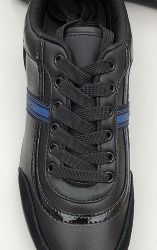 VERSACE JEANS Black Leather/Suede Blue Stripe Logo Trainers Size UK 6 EU 40 BNIB - Picture 7 of 10