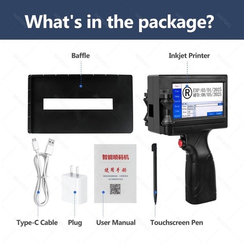 Handheld Inkjet Printer Touch Screen Dates Logo Laser Coder Label QR Bar Code - Picture 10 of 18