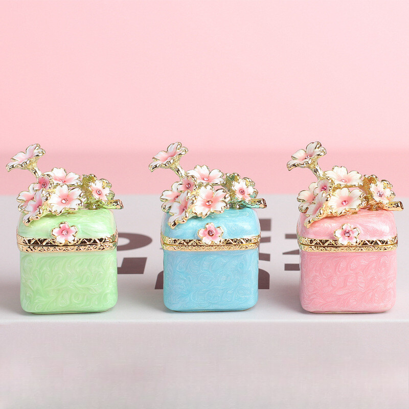 Enamel Jewelry Box 3D Flower Mini Storage Box Ornament Jewellery