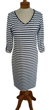 Saint James Mademoiselle France Black & White Stripe 3/4 Sleeve Stretch Dress 6