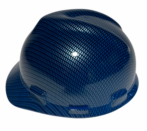 Hydro Dipped Hard Hat MSA V-Gard Cap Style Teal Blue Carbon Fiber High Gloss - Picture 2 of 3