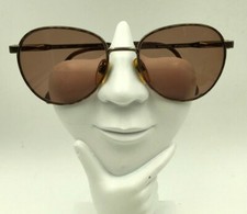 Vintage Luxottica Princeton Brown Pink Gold Metal Oval Sunglasses FRAMES ONLY