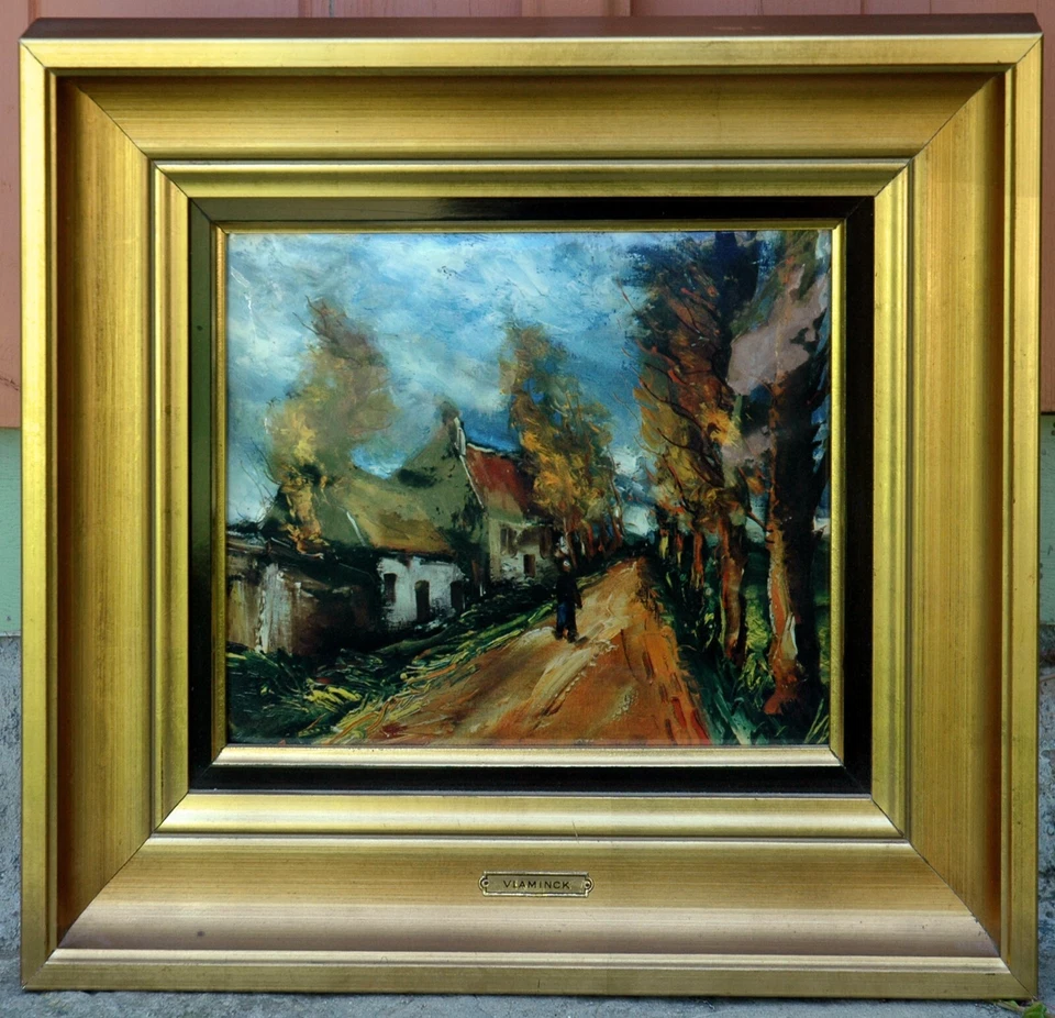 Émaux plaque Helca d'après Vlaminck la route - Photo 1/4