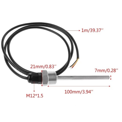 Digital Temperature Sensor Thread Probe 3 Core Cable DS18B20 G1/2" 8mm SUS304 - Picture 5 of 18